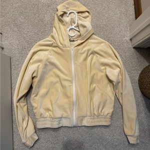 Velour track jacket in cream